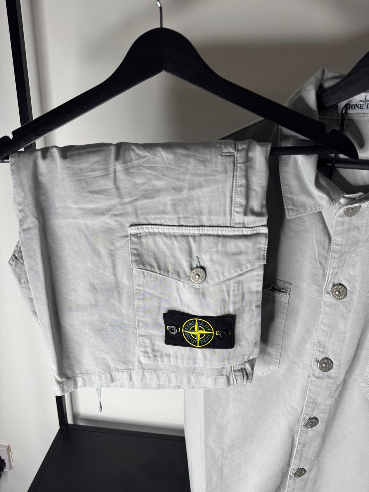Stone Island Overshirt & Shorts Set – Light Grey (Pre-Loved)