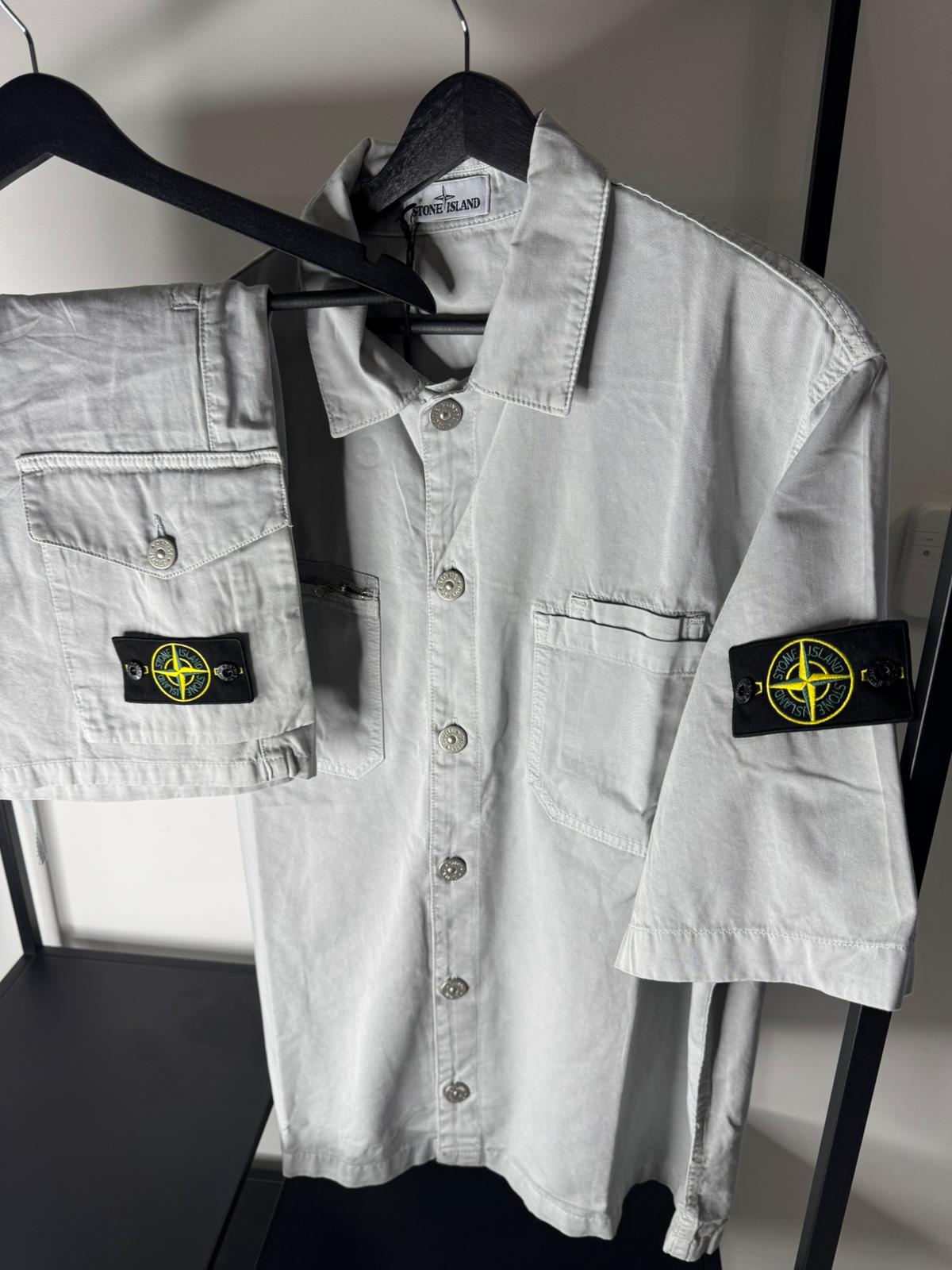 Stone Island Overshirt & Shorts Set – Light Grey (Pre-Loved)