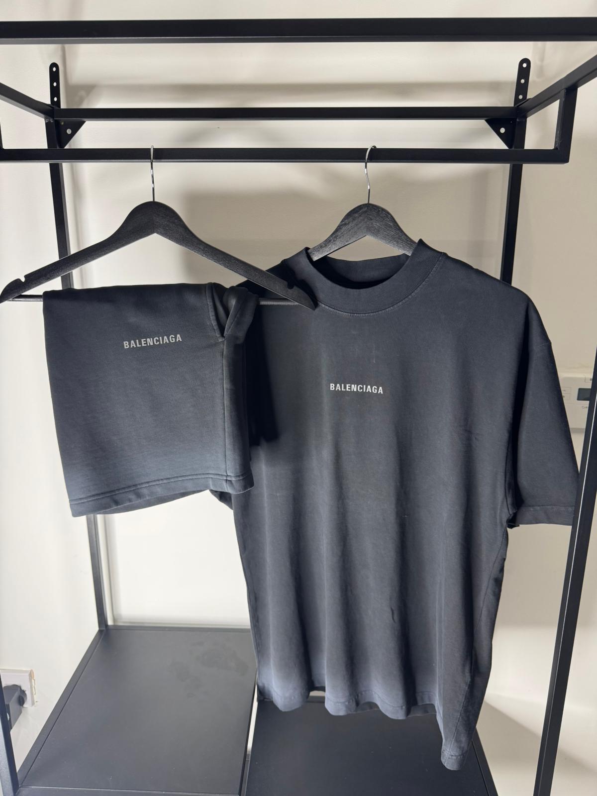 Balenciaga Logo T-Shirt & Shorts Set – Black (Pre-Loved)