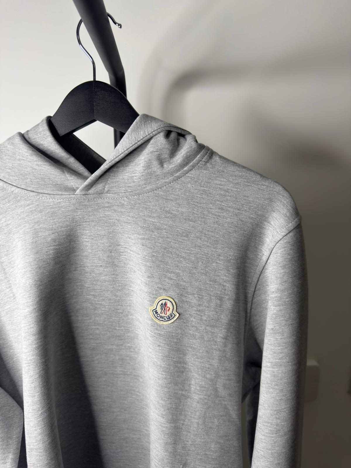 Moncler Logo Patch Hoodie – Grey Marl (Pre-Loved)