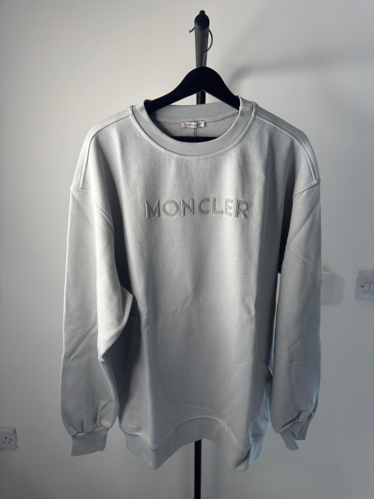 Moncler Embroidered Logo Sweatshirt – Light Grey (Pre-Loved)