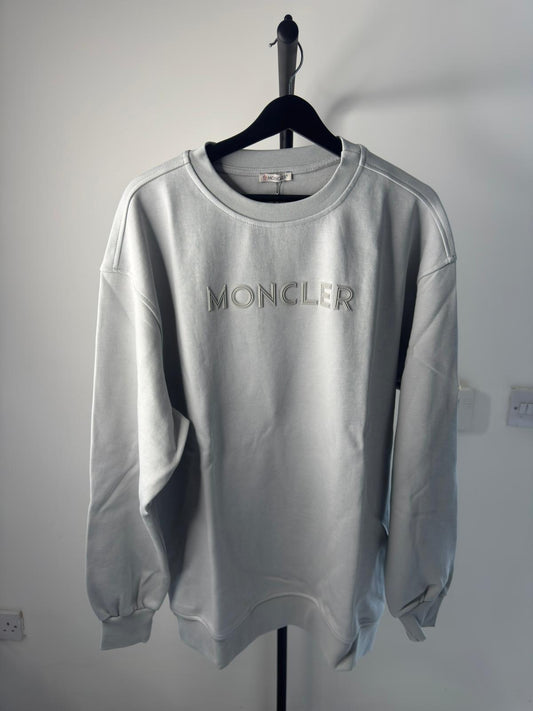 Moncler Embroidered Logo Sweatshirt – Light Grey (Pre-Loved)