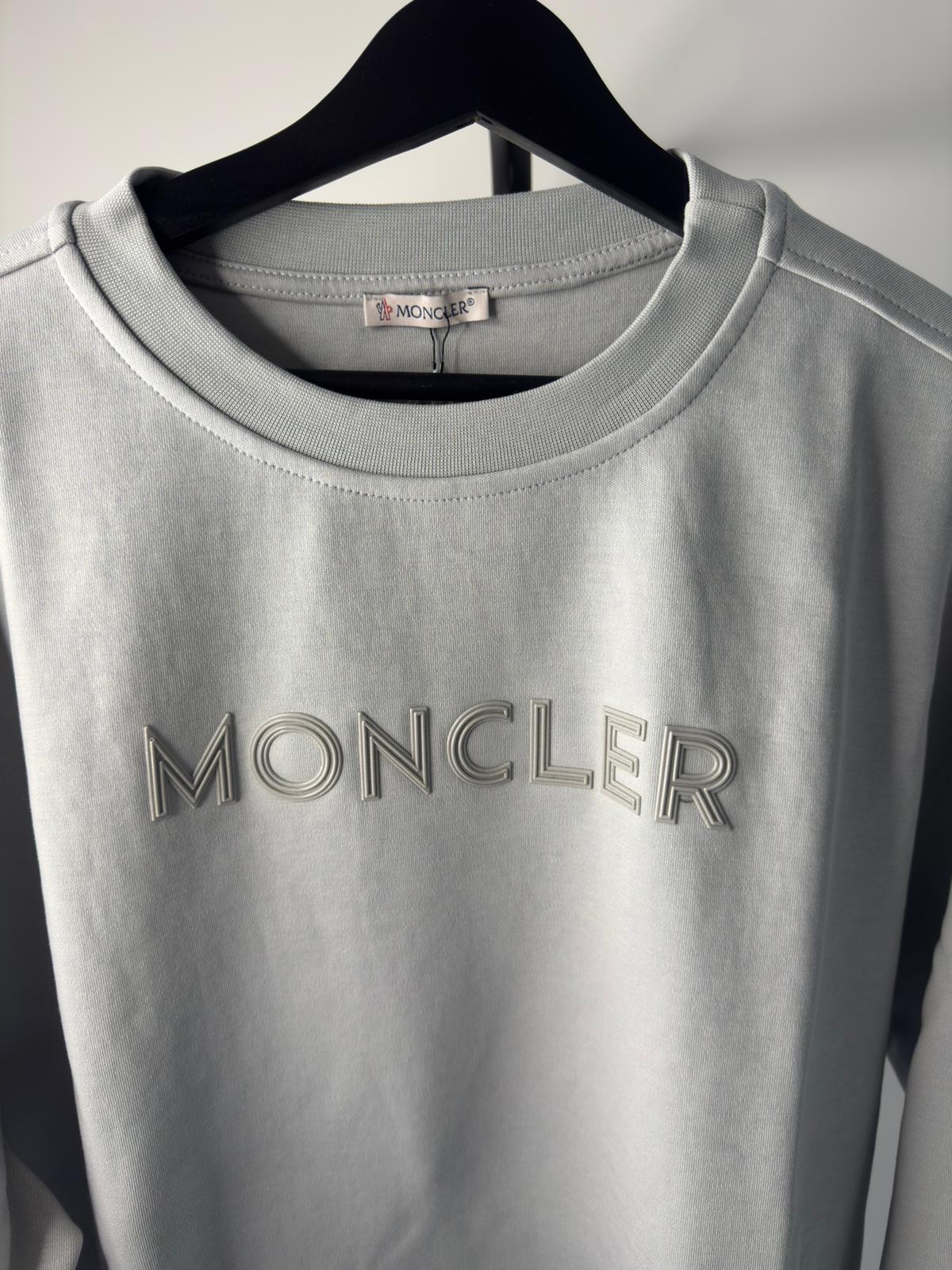 Moncler Embroidered Logo Sweatshirt – Light Grey (Pre-Loved)