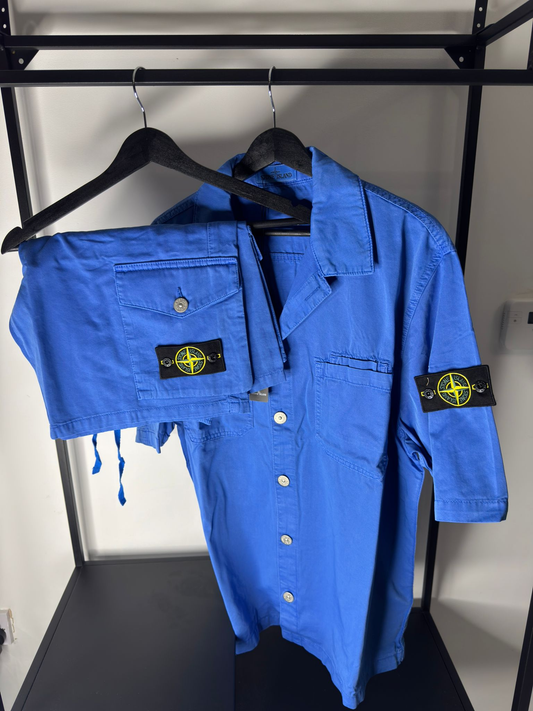 Stone Island Cobalt Blue Short Sleeve Shirt & Shorts Set – Pre-Loved